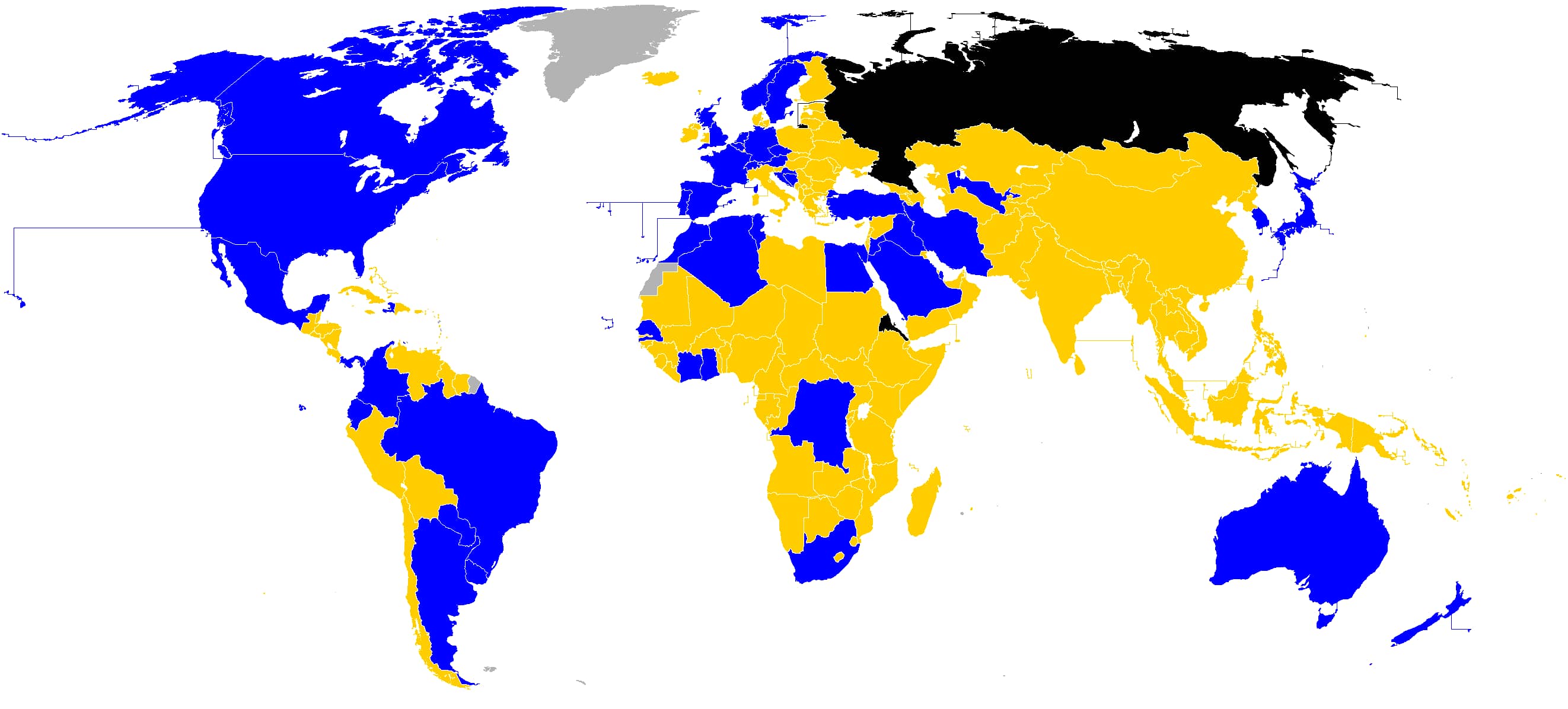 2026 World Cup qualification map showing which teams qualified and which teams were eliminated.