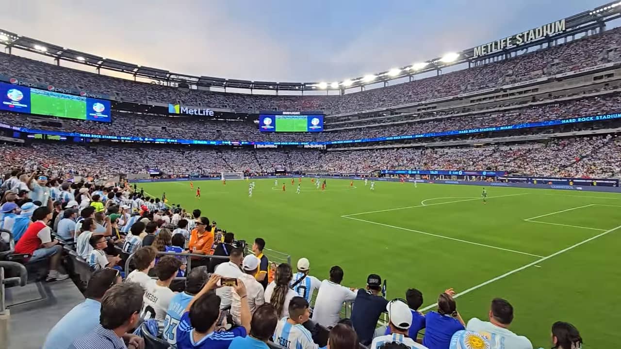 MetLife Stadium during a major international football match before Brazil vs Morocco at World Cup 2026.