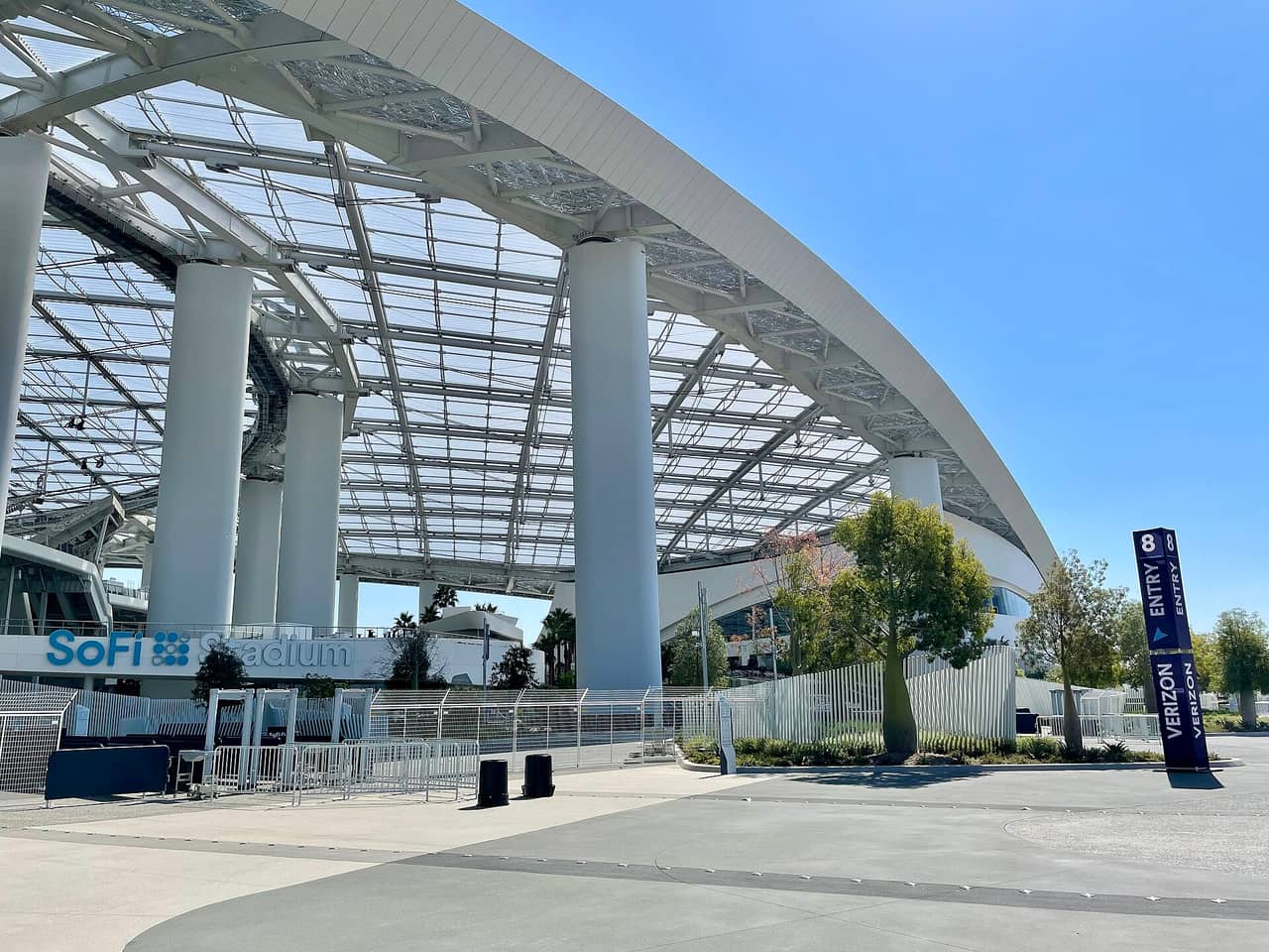 Entrance to SoFi Stadium in Los Angeles, a 2026 World Cup host venue, matching a World Cup ticket resale guide.