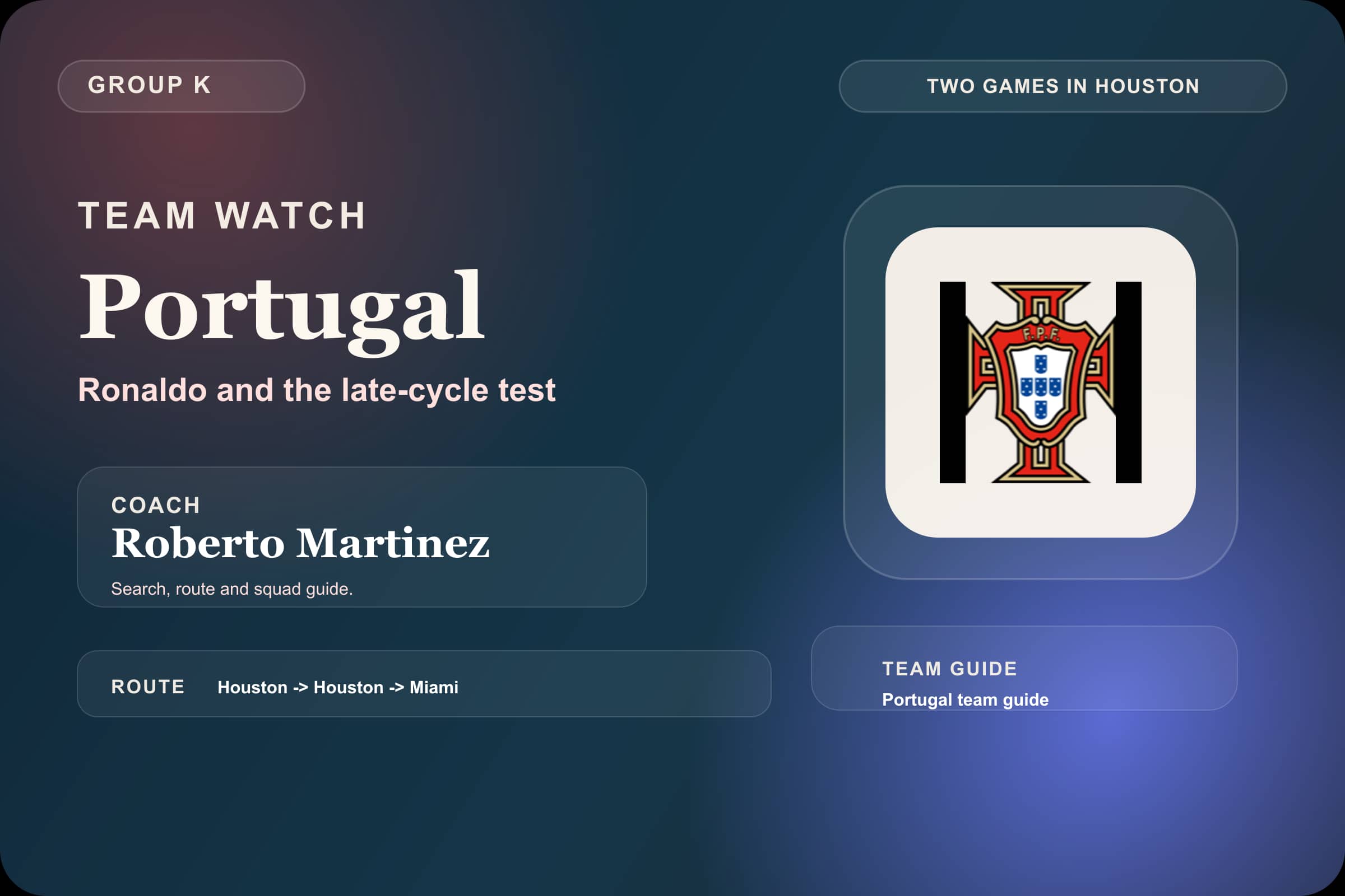 Portugal World Cup 2026 squad graphic featuring Cristiano Ronaldo and Roberto Martinez.