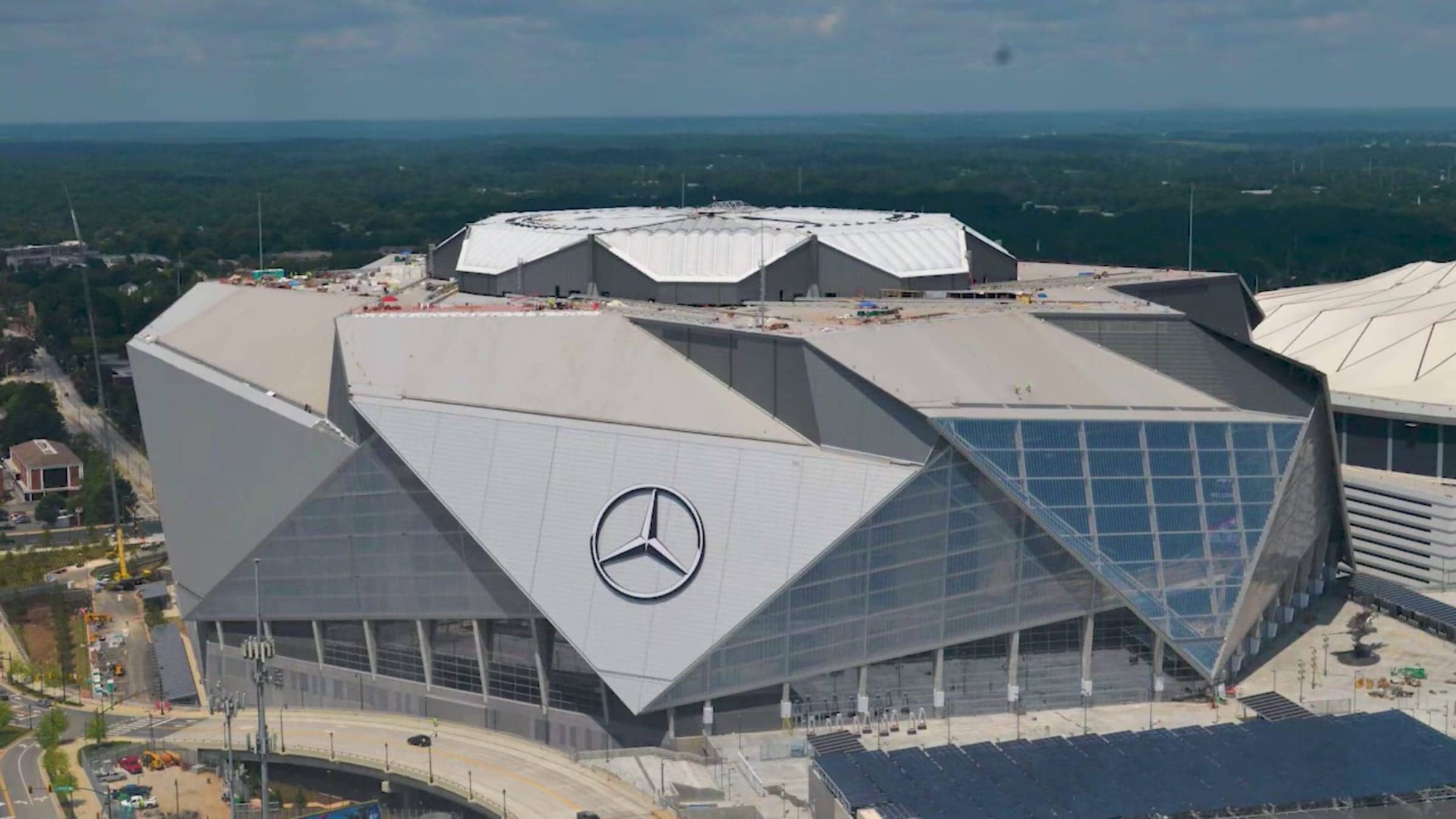 Mercedes-Benz Stadium in Atlanta, listed as Atlanta Stadium for Spain vs Cabo Verde at World Cup 2026.