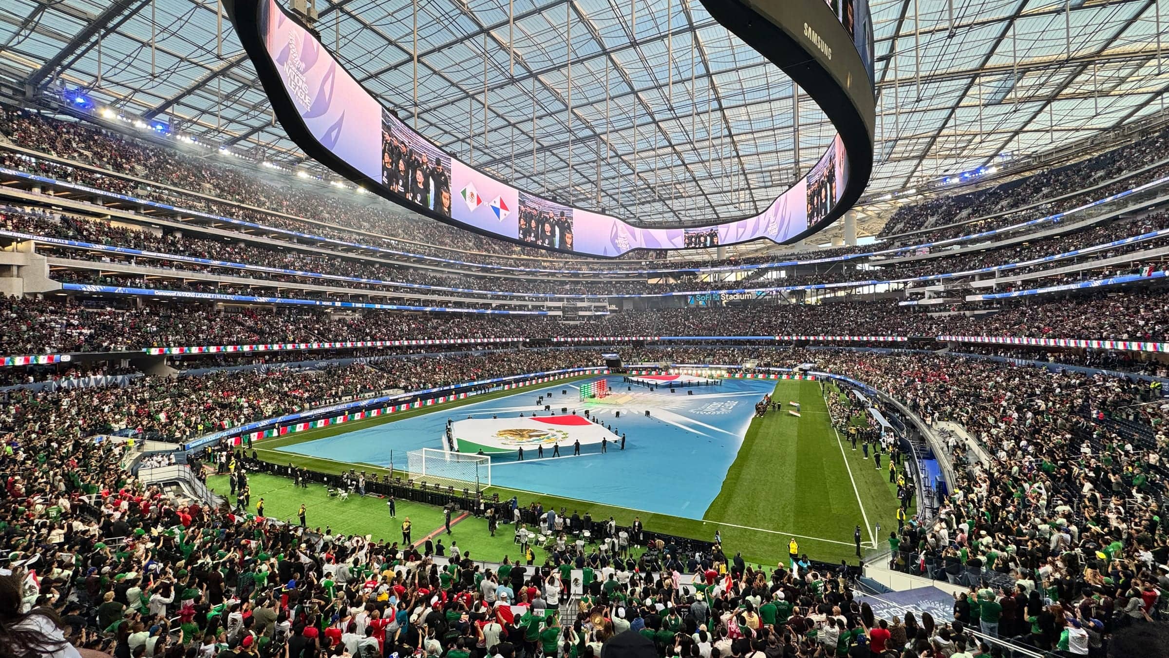 SoFi Stadium matchday crowd in Los Angeles for the USMNT World Cup 2026 knockout path guide.