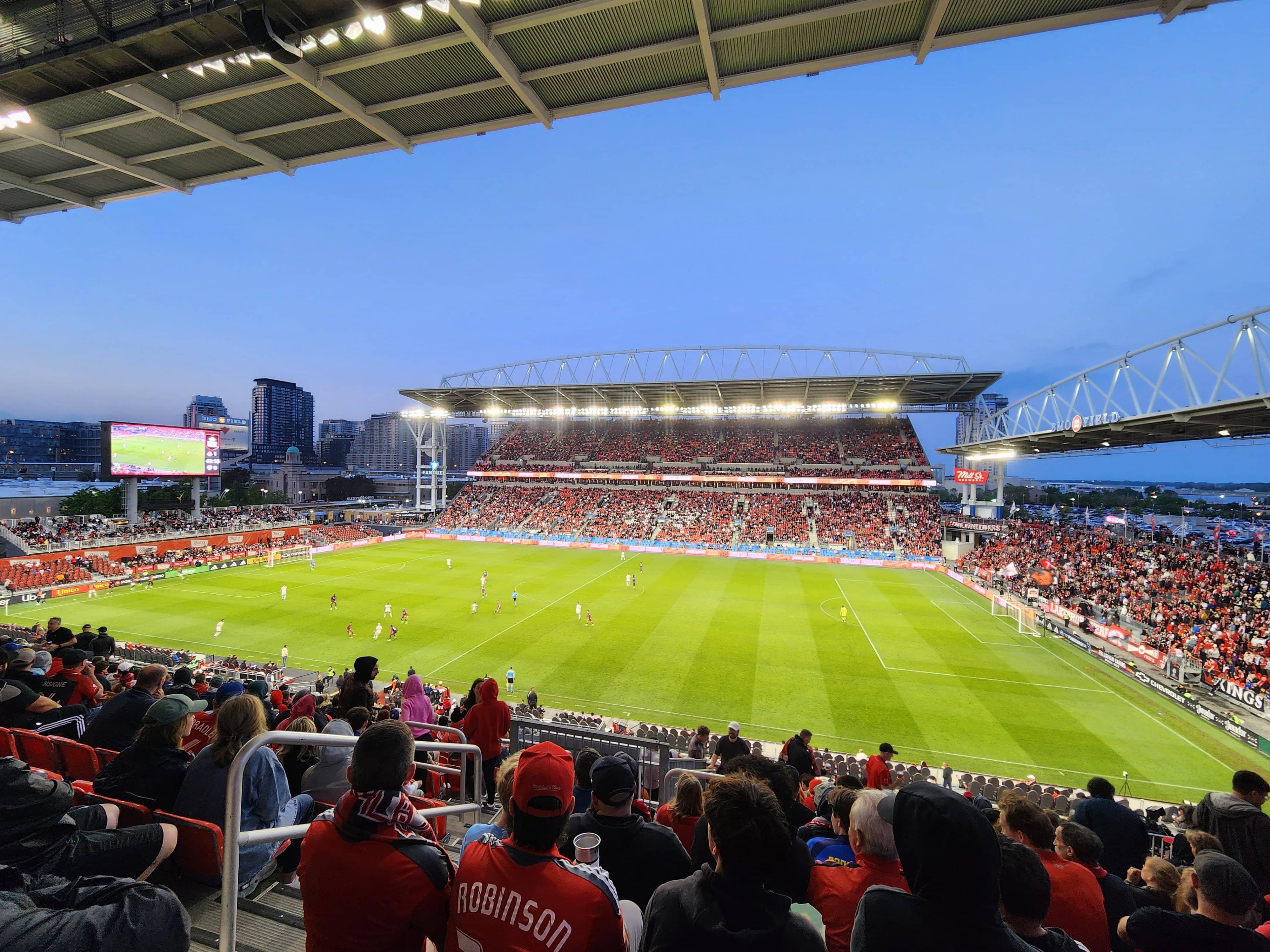 BMO Field in Toronto during a soccer match, representing Canada World Cup 2026 TV schedule planning.